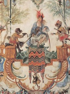 Chantilly, Chateau: Christophe Huet Grande Singerie dekorációjának részlete, 1737 alkotó: Unknown